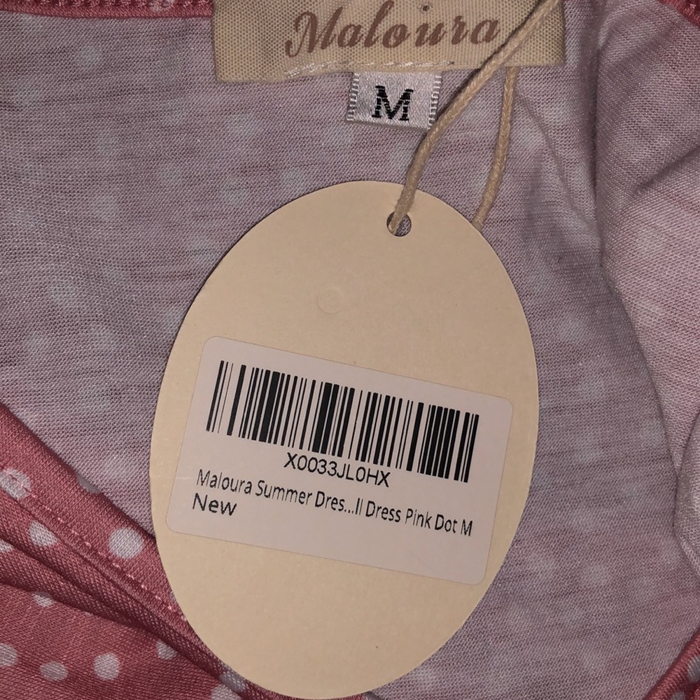 Maloura pink and white polka dot summer babydoll dress - Picture 8 of 9